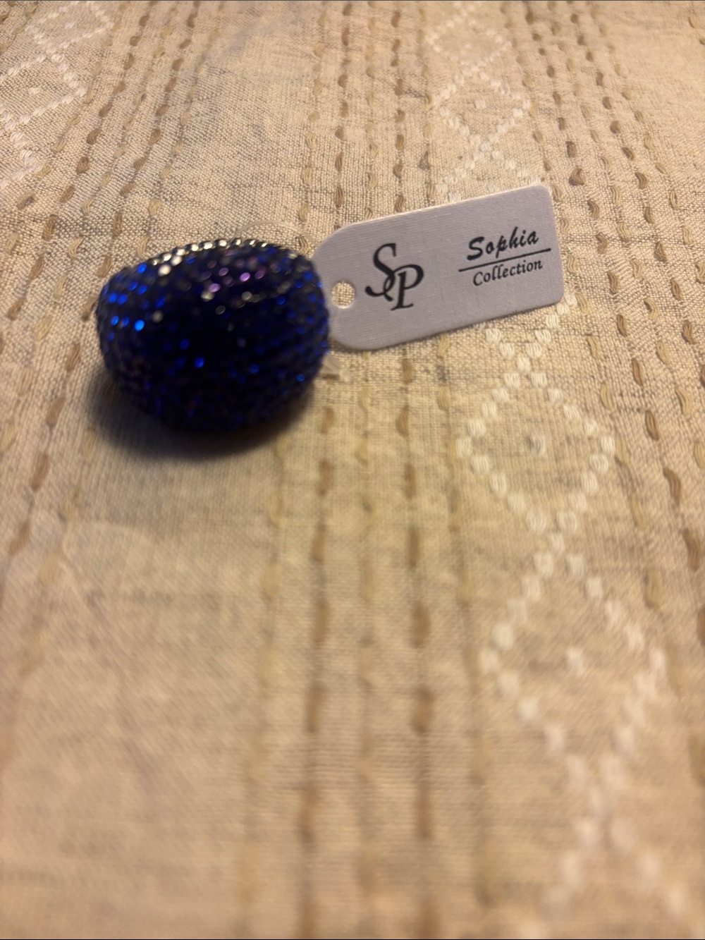 Blue Crystal Dome Adjustable Size Ring